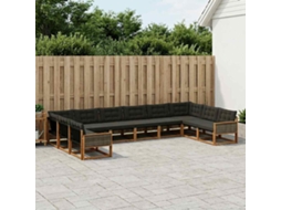 Vidaxl Conjunto De Sofás Para Exterior 10 Pcs Natural E Preto