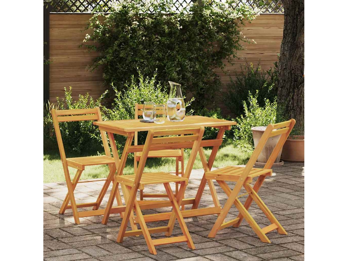 Vidaxl Conjunto Bistro 5 Unid. Óleo Natural Madeira Sólida De Acácia