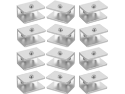 Conjunto De 12 Grampos De Alumínio Ajustáveis Para Vidro, Em Liga De Prata, Com Capacidade Para 8 A 10 Peças.