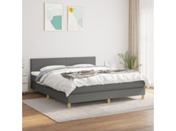 Vidaxl Cama Com Molas/colchão 160x200 Cm Tecido Cinzento-escuro