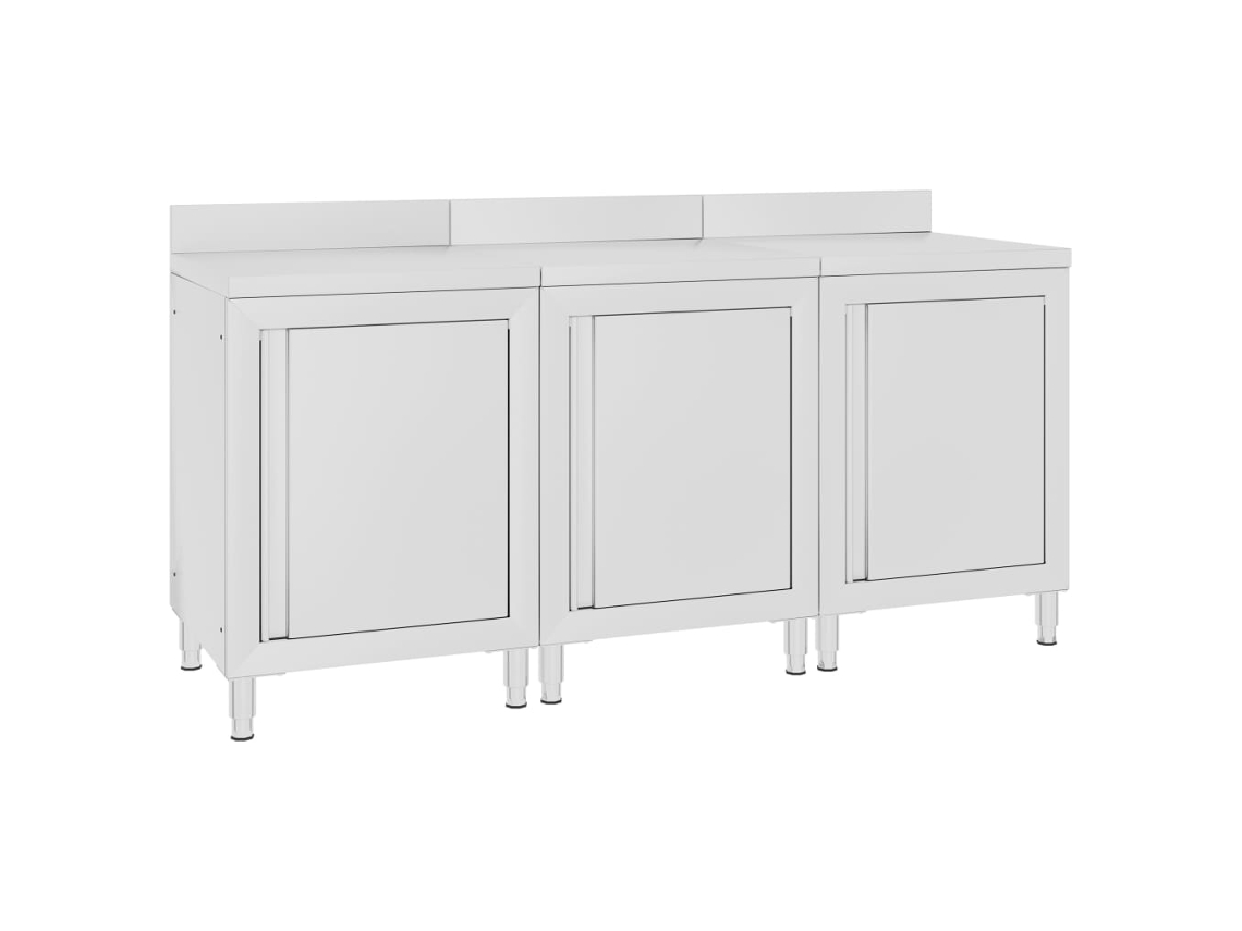 Vidaxl Mesa Trabalho Comercial C/ Armário 180x60x96 Cm Aço Inoxidável