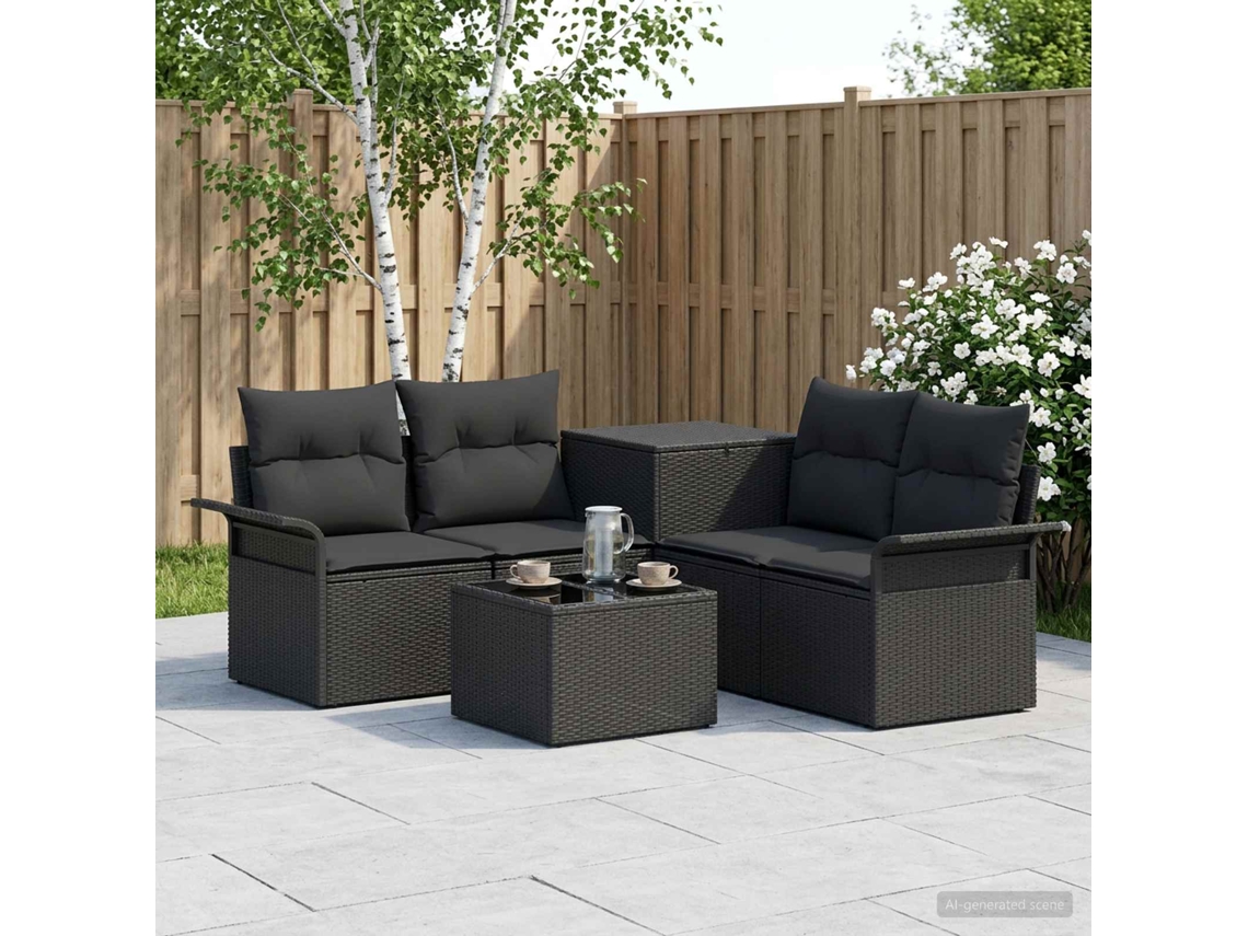 Vidaxl Conjunto De Sofás 6 Unid. 4-número De Lugares Preto