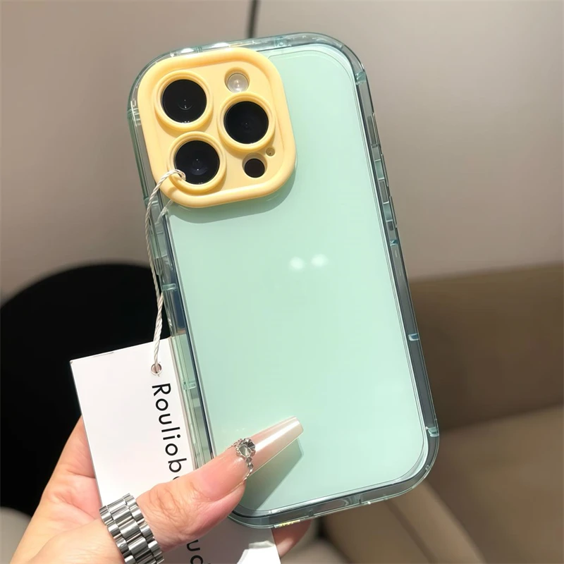 Capa Protetora Para Câmera (verde Para Iphone 14), Material De Silicone Macio, Resistente A Impactos Com Airbag.