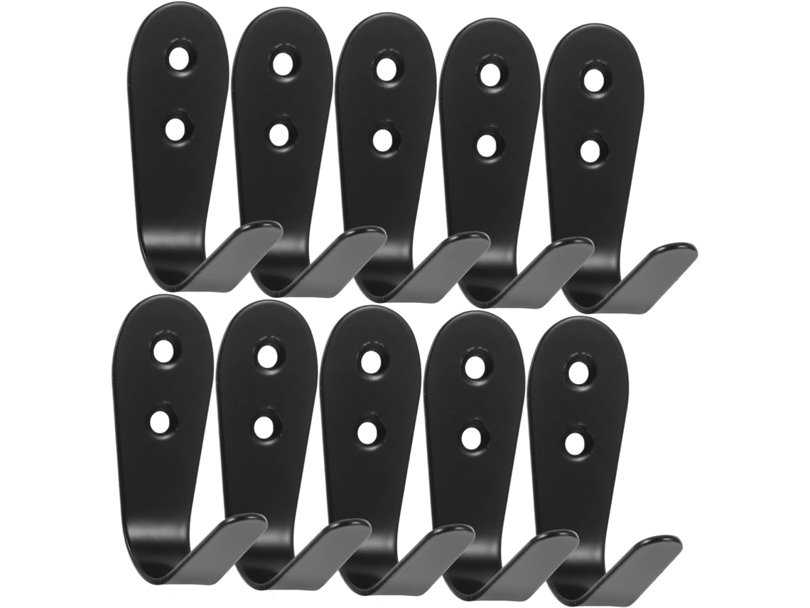 Conjunto De 12 Ganchos Parede Em Aço Inoxidável Preto Para Pendurar Ro