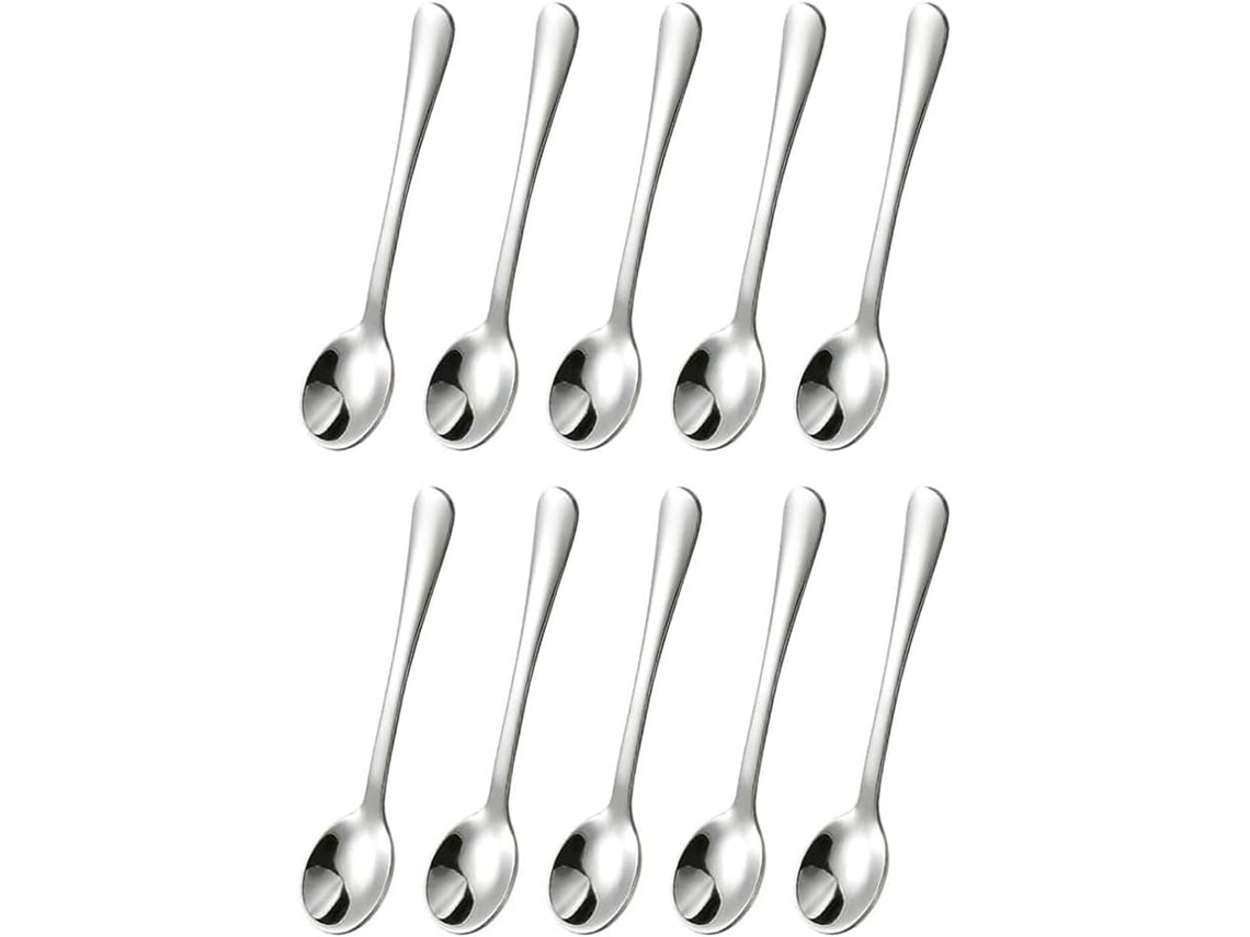Conjunto De 10 Colheres Aço Inoxidável Para Temperos, Mini Colheres De 7, 6cm 3 Polegadas, Charmosas Colheres Prateadas