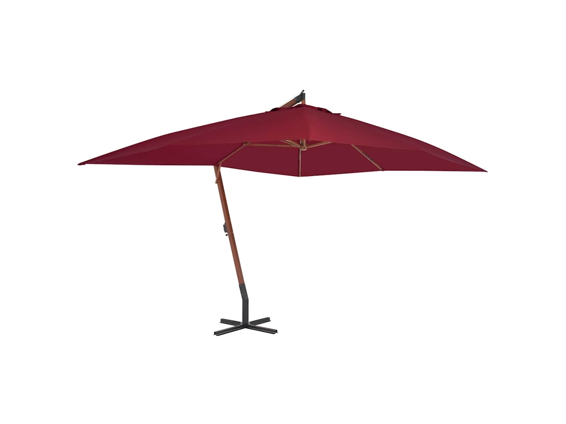 Vidaxl Guarda-sol Jardim Cantilever C/ Poste Madeira 400x300 Cm Bordô