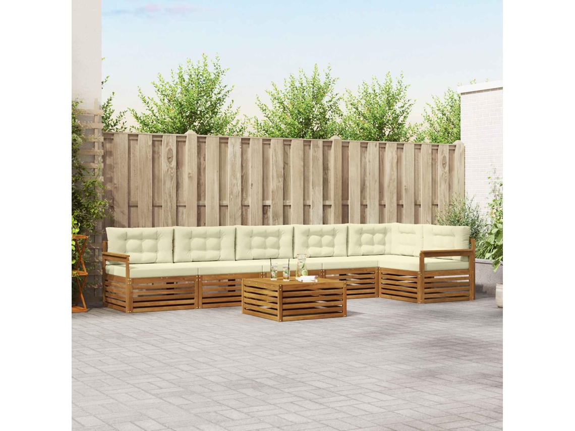 Vidaxl Conjunto De Sofás Para Exterior 7 Unid. Natural E Creme