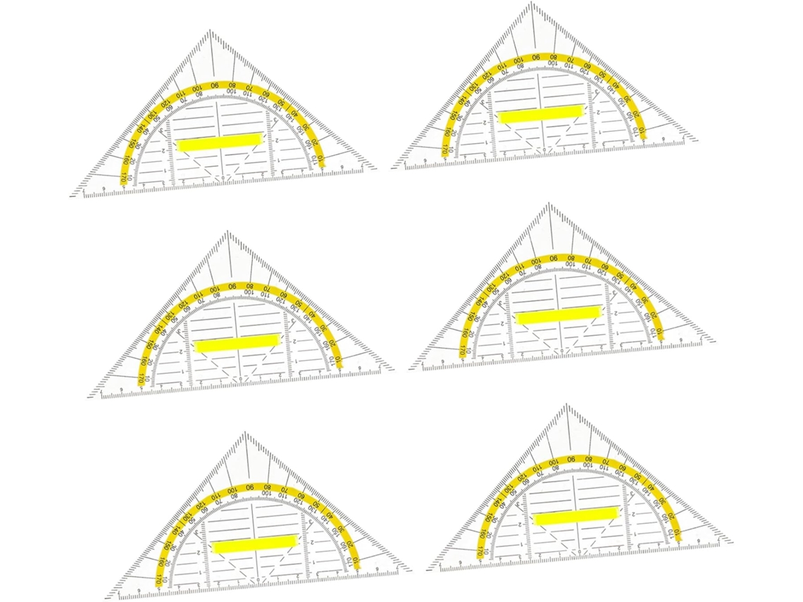 Régua De Plástico De 6 Peças Para Medição Geométrica, Régua De Desenho