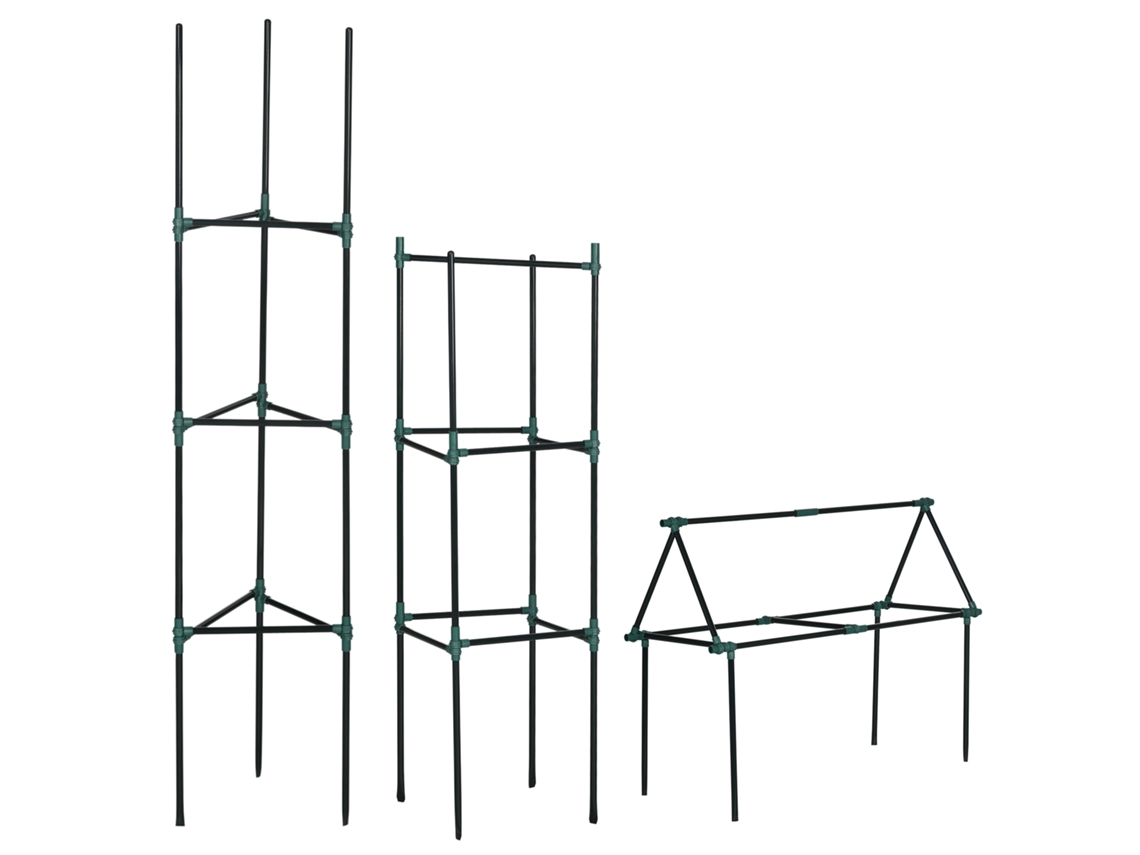 Conjunto De 3 Suportes Para Plantas Trepadeiras Torre De Treliça Para Frutas Verduras 38x38x182 Cm