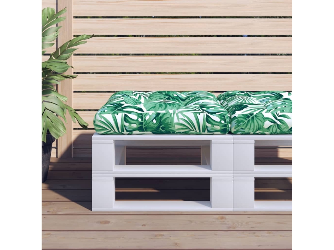 Vidaxl Almofadão Para Sofá De Paletes 60x60x12 Cm Tecido Padrão Folhas