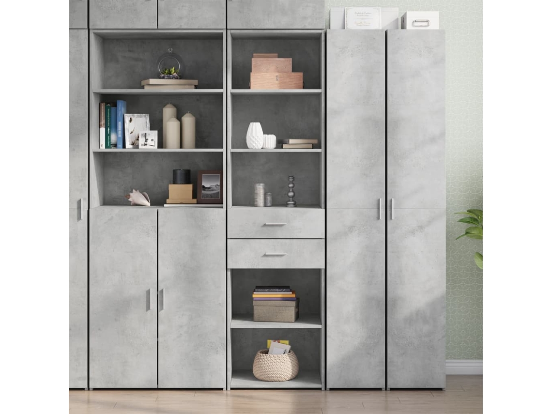 Vidaxl Armário Alto 50x42,5x185 Cm Derivados De Madeira Cinza Cimento