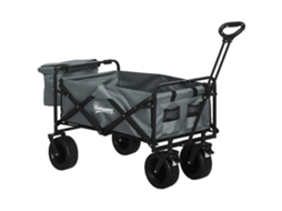 Carrinho Mão C/ Bolsa Térmica Dobrável Estrutura Aço Até100kg, 113x57x77-100cm, Cinza Escuro