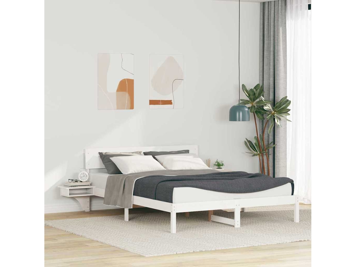 Vidaxl Estrutura Da Cama Com Cabeceira Branco 150 X 200 Cm