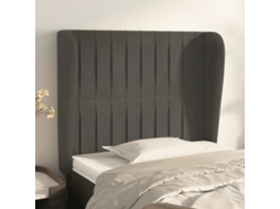 Cabecero con Alas de Terciopelo 93x23x118/128 cm Gris Oscuro
