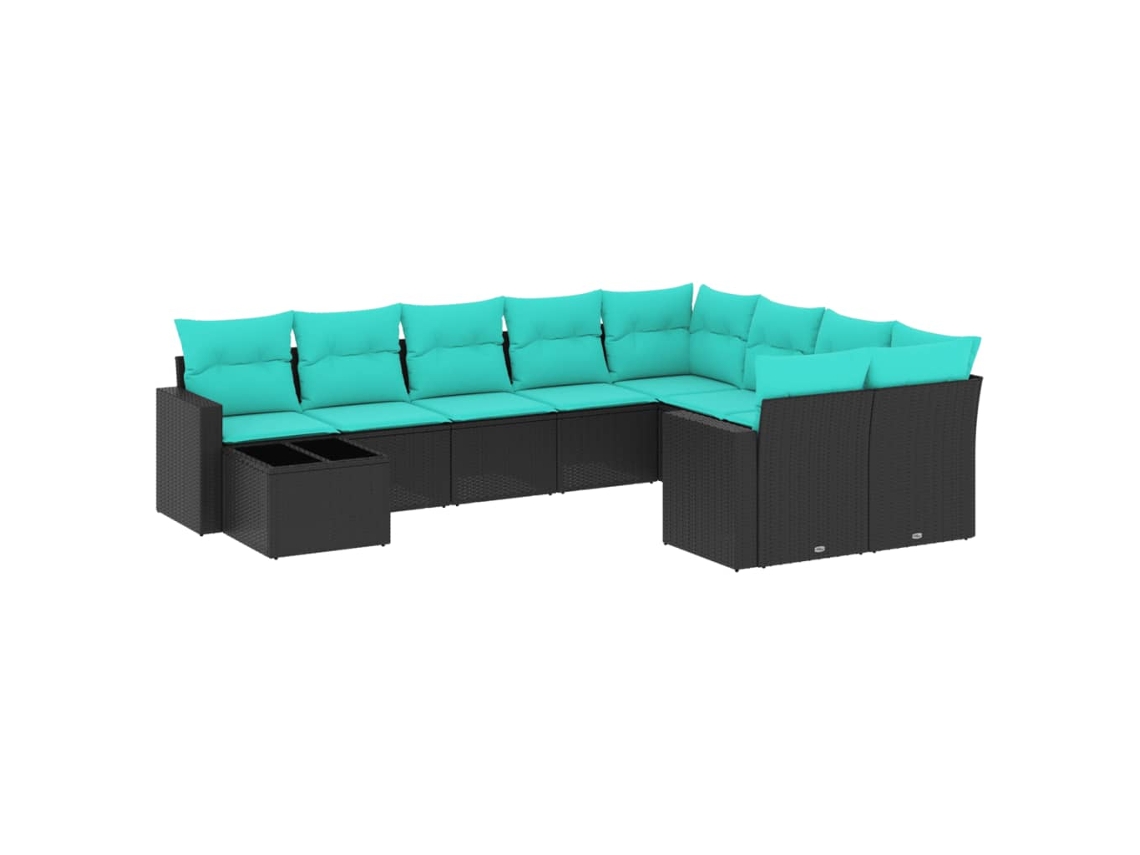 Conjunto de 10 Sofás P/ Jardim C/ Almofadões Vime Pe Preto MAISON EXCLUSIVE (10 pcs)