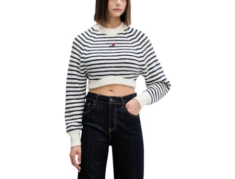 Camisola De Mulher Tommy Hilfiger Jeans Knitwear Tjw Crop Branco (m)