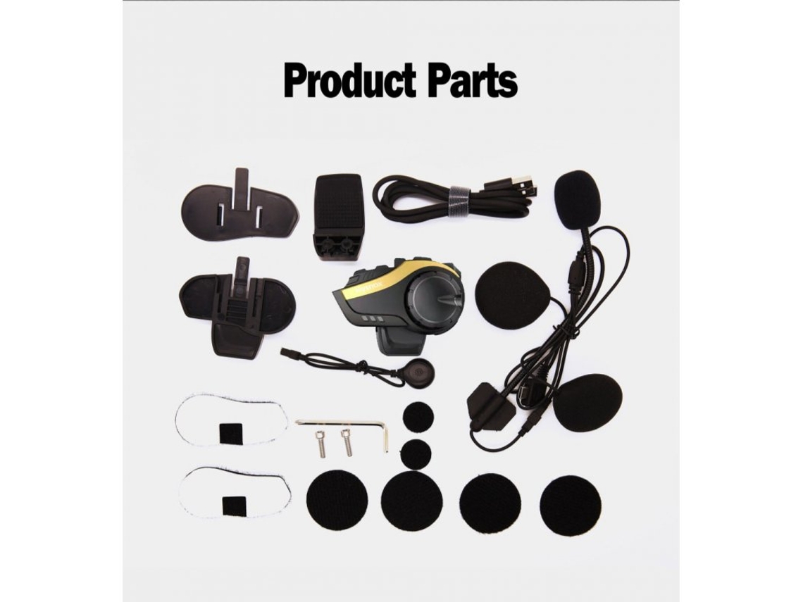 Auriculares Bluetooth para Capacete de Ciclismo de Motocicleta 2000 M 6 Pilotos Interfone 5.0 Dourado