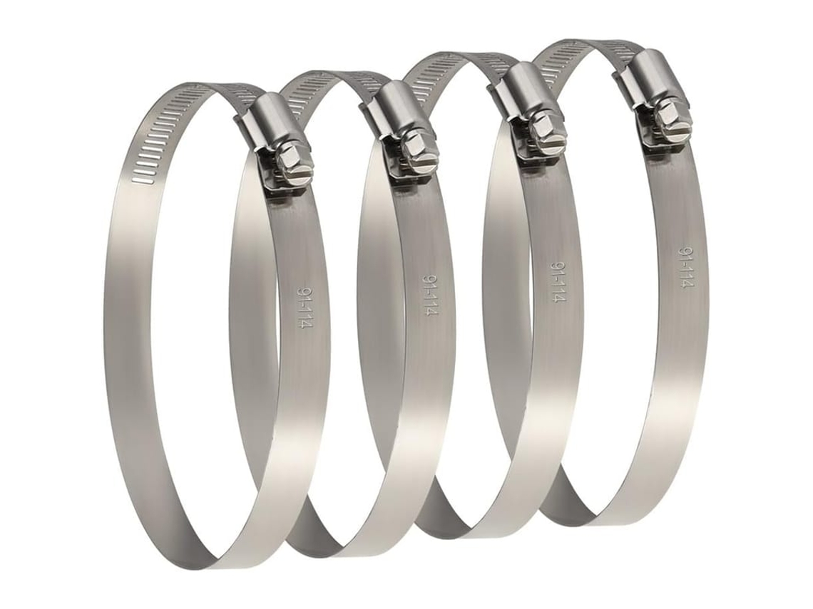 4 Clips De Mangueira De Metal Grande Ajustáveis 91-114mm Para Fixar Mangueiras E Tubos