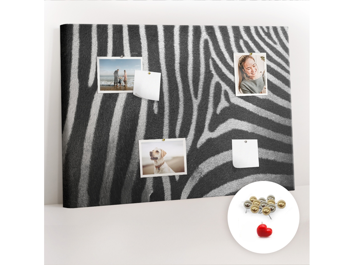 Quadro De Cortiça Com Impressão Padrão De Zebra Para O Quarto Das Crianças Espelharte (70x100 Cm)