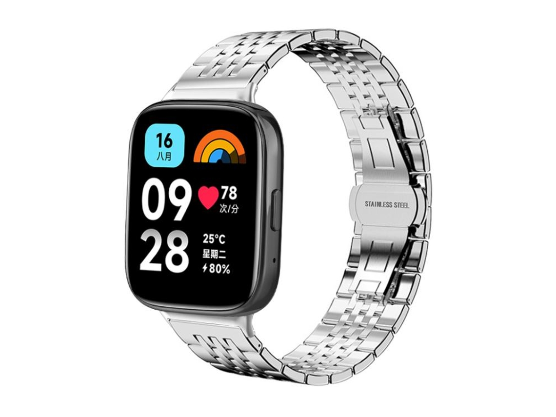 Bracelete Para Redmi Watch 3 Active / Lite - Aço Inoxidável - Sete Esferas (20mm) Prata