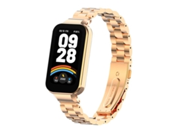 Bracelete Para Redmi Band 3 / Xiaomi Smart Band 9 Active - Metal Três Contas Integradas Ouro Rosa