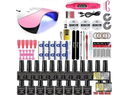 Conjunto Manicure para de Unhas com Lâmpada Uv Led Gel Esmalte Kit Unha Elétrica Broca D e GOKOCO