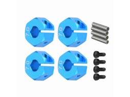 Conjunto de 4 adaptadores de tração hexagonal de 12 mm (7,0) para veículos de modelismo RC, com pinos e parafusos.