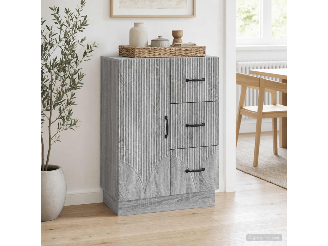 Vidaxl Buffet Sonoma Cinzento 66 X 34,5 X 87 Cm Derivados De Madeira
