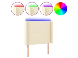 Cabeceira de Cama MAISON EXCLUSIVE com LED couro artificial 103x16x118/128 cm crème