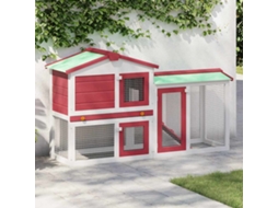 Vidaxl Coelheira Exterior Grande 145x45x84cm Madeira Vermelho E Branco