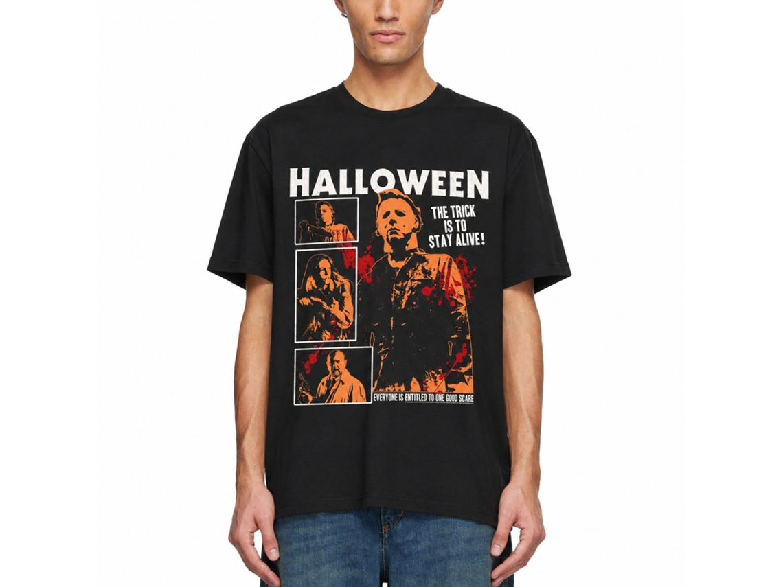 Rockinstone Halloween Movie Blood Splatter Black Adult T-shirt Size:m