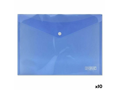 Portadocumentos INGRAF Plástico Azul Fecho A4 (10 Unidades)