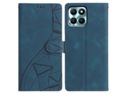 Capa Tipo Carteira Para Honor X6c 4g Com Suporte Triangular Impresso, Capa De Couro Flip Azul
