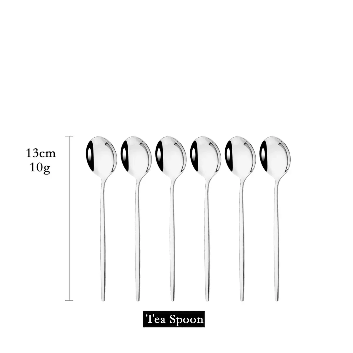 Colher de Chá, Aço Inoxidável, Utensílios de Cozinha MDUG (prata, 6pcs)