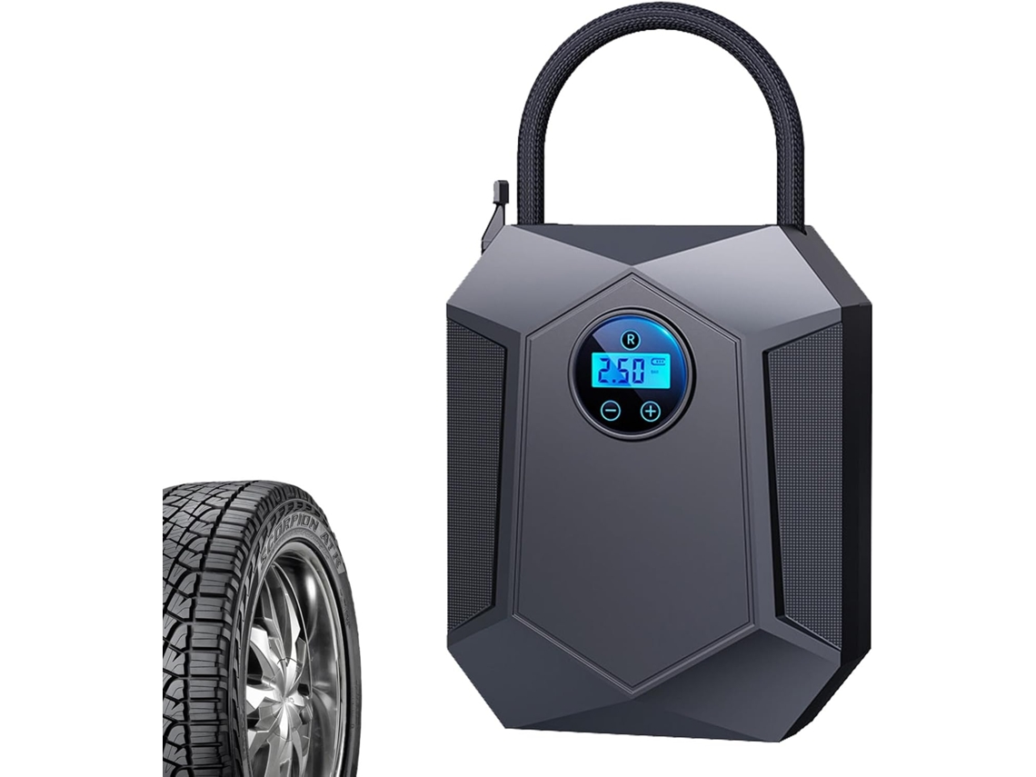 Compressor De Ar Portátil Com Visor Digital E Desligamento Automático.