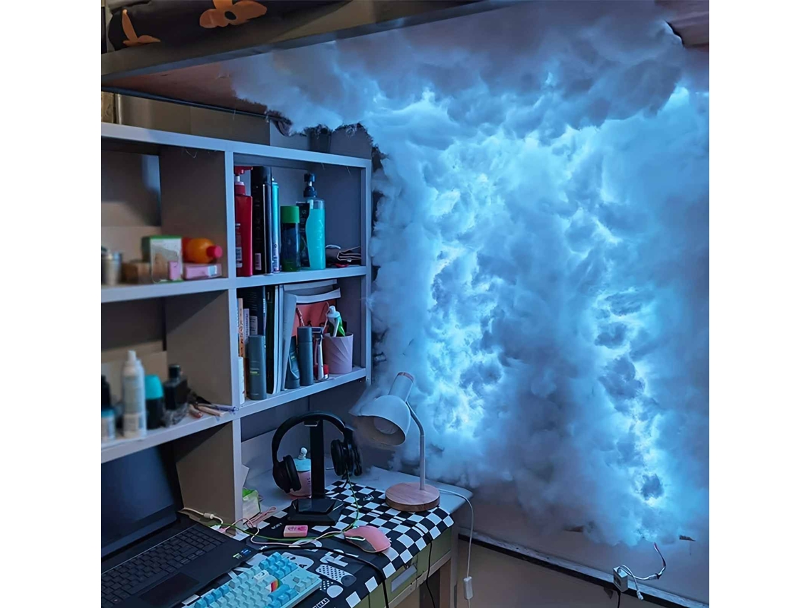 Luminária Noturna De Led De 9,75 Metros Com Efeitos De Nuvem E Relâmpago Em 3d, Controle De Voz Via Bluetooth E Ajuste De Intensidade Via Usb.