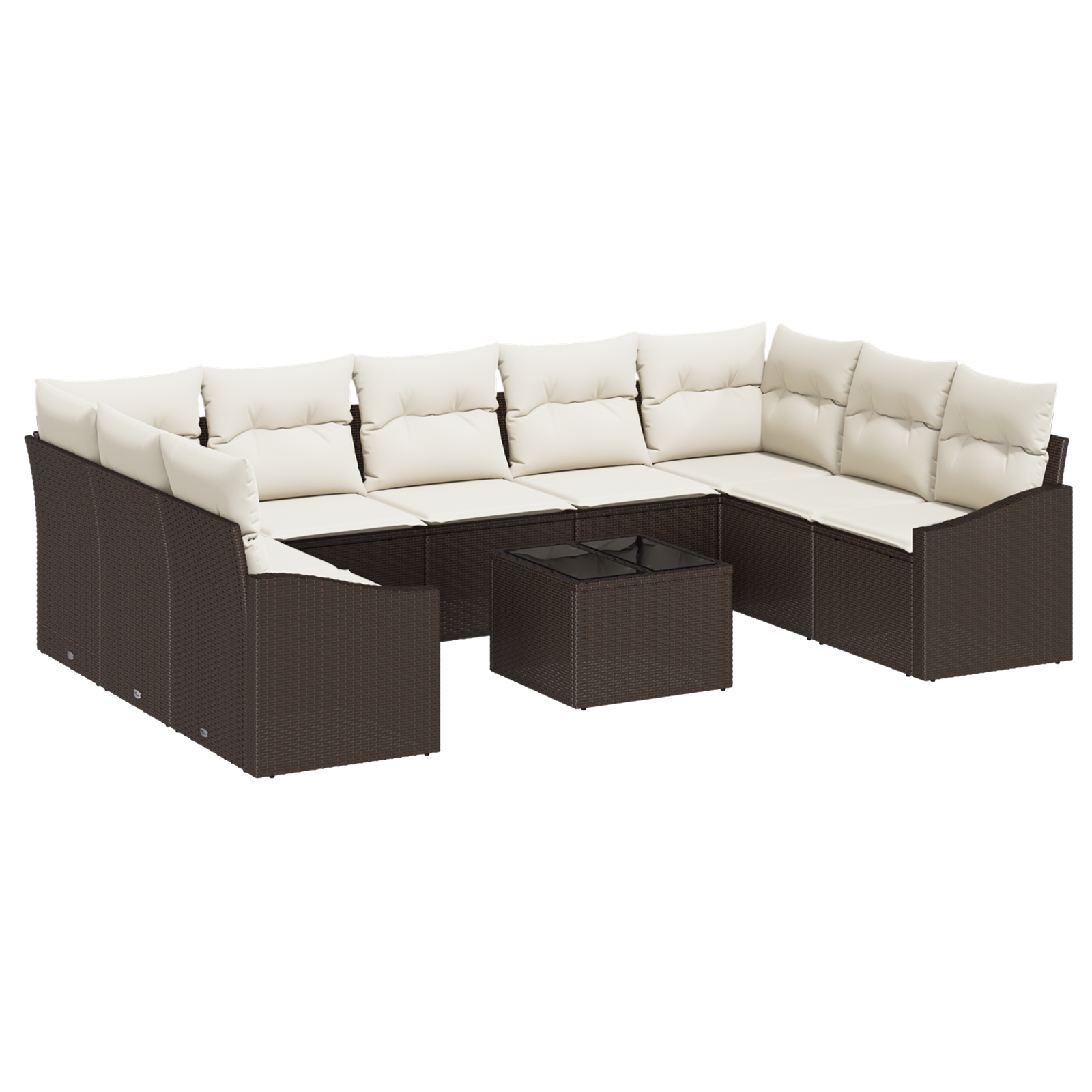 Conjunto 9 Sofá Modular Exterior Vidaxl Castanho Vime Pe