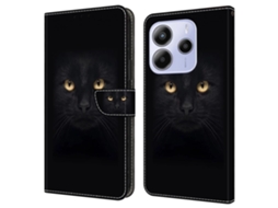 Capa Para Xiaomi Redmi Note 14 5g Com Fecho Magnético, Estampa 3d E Design Carteira Em Couro, Gato Preto
