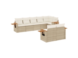 Conjunto 8 de sofás p/ jardim VIDAXL com almofadões vime PE bege
