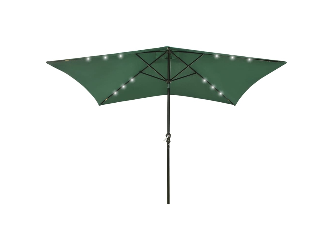 Vidaxl Guarda-sol De Jardim Com Luzes Led E Poste De Aço 2x3 M Verde
