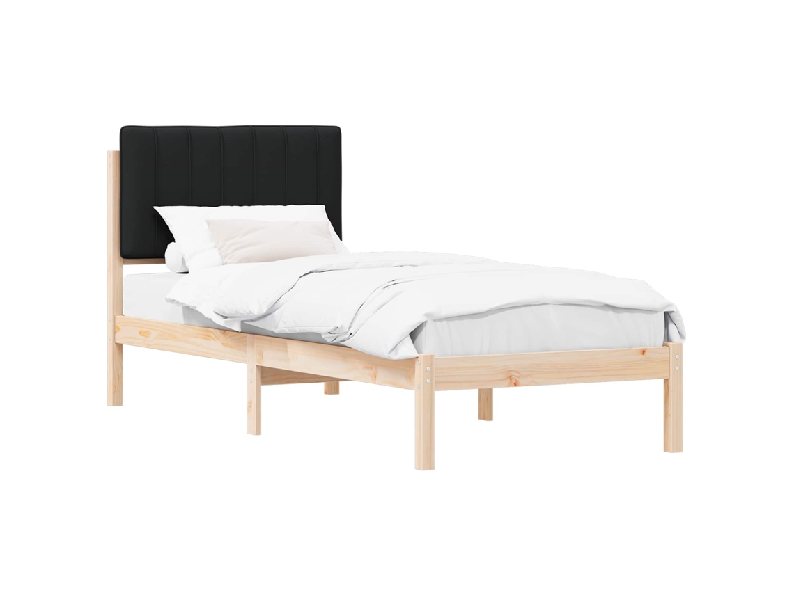 Estrutura de Cama com Cabeceira Estofada Preto 75x190 cm MAISON EXCLUSIVE