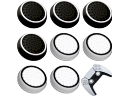 2 Caps Joystick Silicone Preto+branco Antiderrapantes Para Ps5/ps4/ps3
