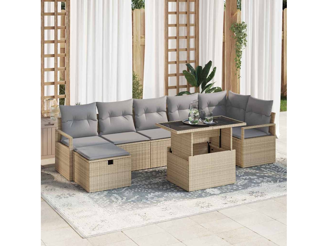 Vidaxl Conjunto De Sofá De Jardim 8 Unid. Vime Pe