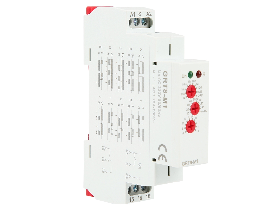 Relé De Tiempo De Retardo Multifuncional Grt8-m1 Con 10 Funciones Montaje Din Rail Ca 230v