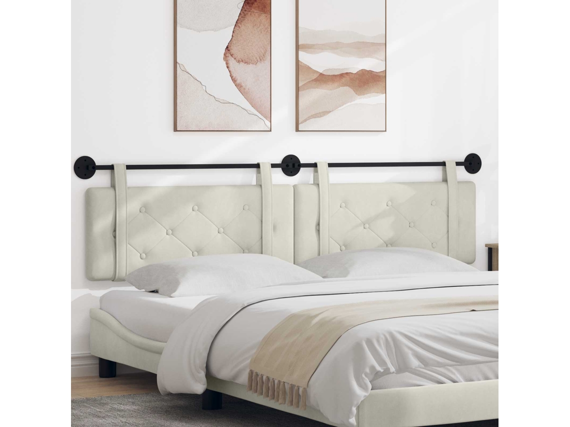 Vidaxl Cabeceira Suspensa Creme Veludo