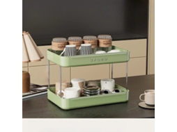 Suporte De Mesa Dupla Camada, Porta-copos Multifuncional Com Escorredor, Economiza Espaço Na Cozinha, Casa E Escritório. Usado, Cor Verde.