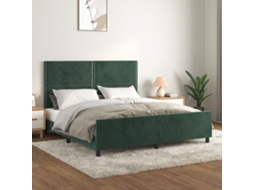 Estrutura De Cama C/ Cabeceira 180x200 Cm Veludo Verde-escuro