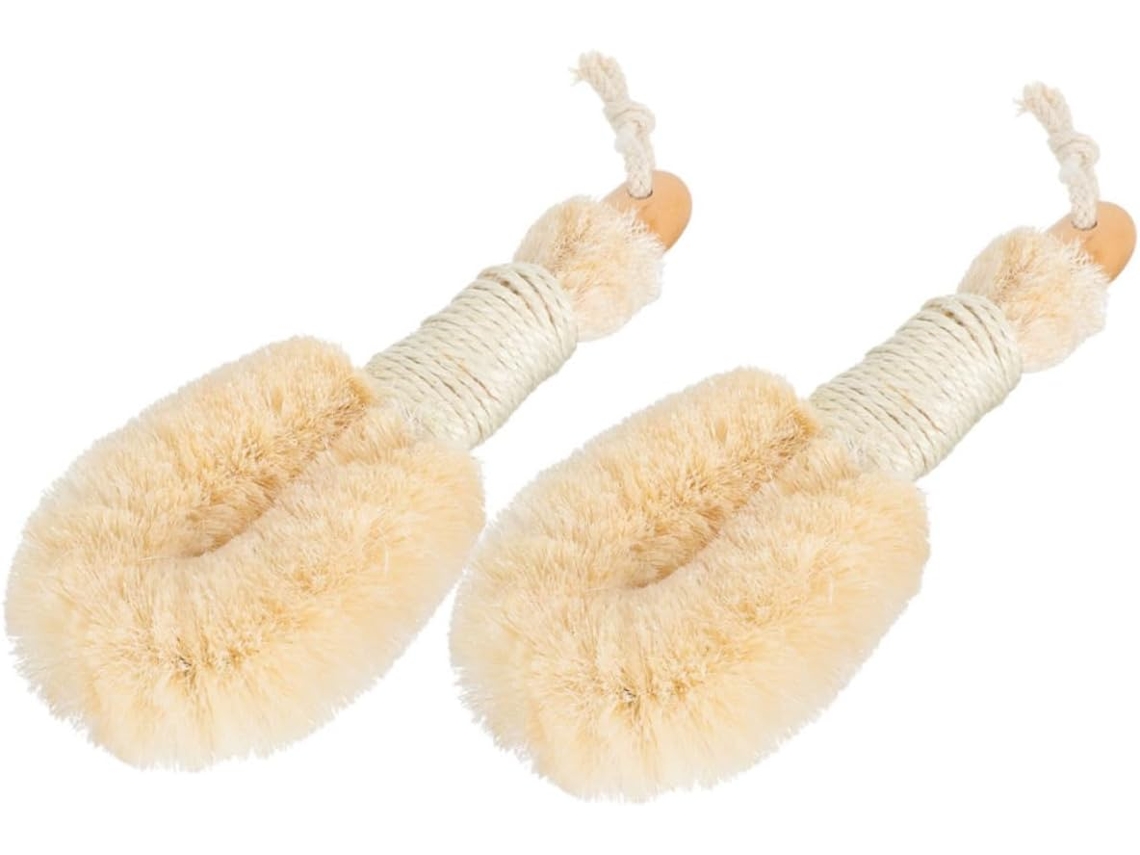 Conjunto De 2 Escovas Banho Em Seda Sisal, Escova Corporal Seca Para Banho