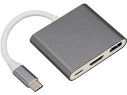 Hub Usb-c 3 Em 1, Adaptador Multiportas Fino Com Usb 3.0 Para Laptops
