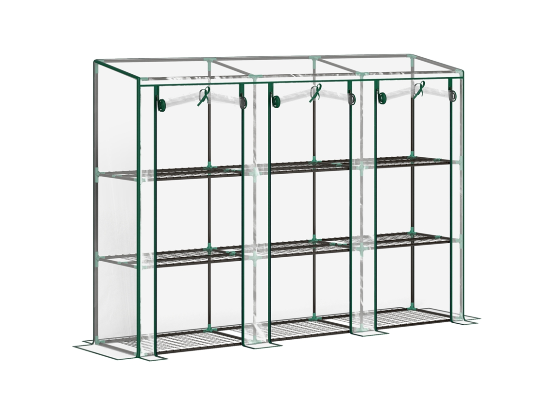Estufa Aço e Plástico cor Transparente 215x46x151/144 cm OUTSUNNY